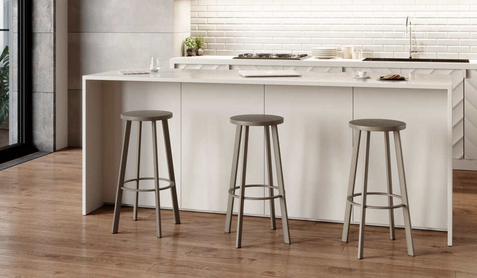 Billie barstools with steel seat in breakfast area